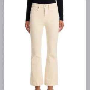 Veronica Beard Carson High Rise Ankle Flare Jeans in Ecru 31